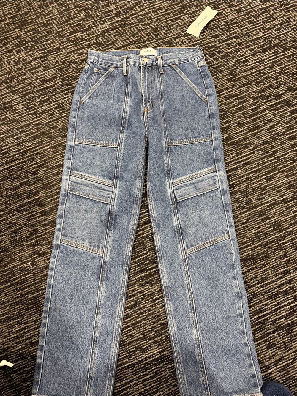 Agolde Light Blue Straight-Leg Paneled Jeans